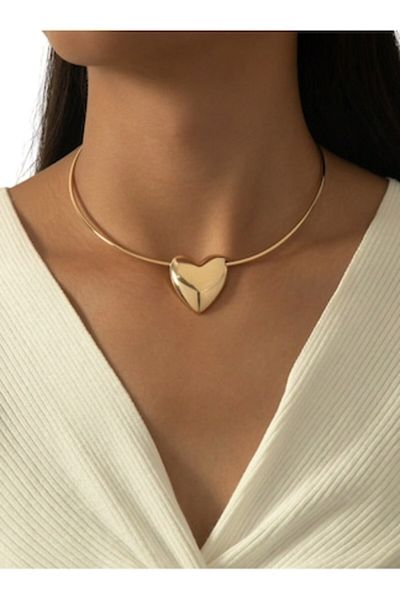 The Casius. Fixed necklace with heart pendant, diameter 41 cm, theCasius