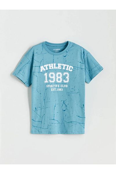 LC Waikiki Lcw Kids Blue Crew Neck Boy's Pajamas Set with Shorts