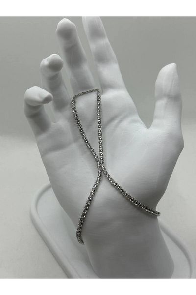 lysiaaccessory Silver Color Şahmeran Bracelet with Zircon Stone