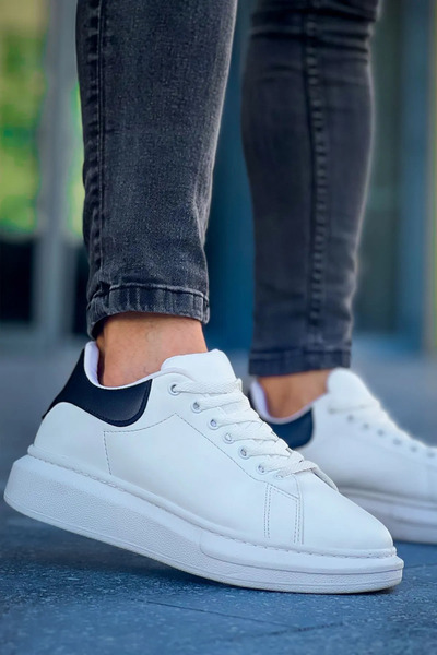 Baybonza حذاء لويس كوستا LC101 للرجال ذو ظهر أبيض وأربطة سوداء