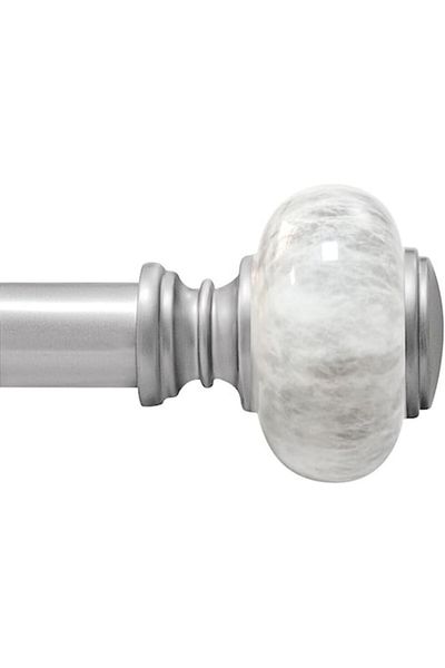 OEM Adjustable Metal Curtain Rod, 91-182 cm, Marble Effect, Silver