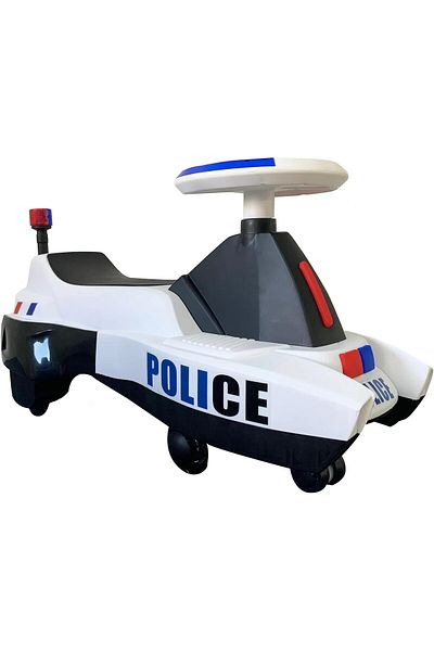 Generic Leno Police Ride On Swing Car With Lights And Music, Shock-Absorbing Wheels & Footrest (Black)