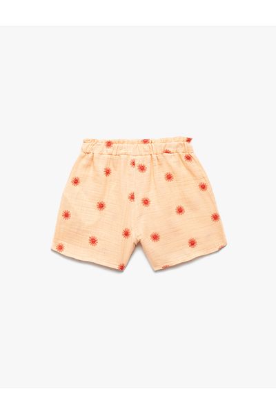 Koton Cotton Patterned Shorts with Elastic Waist