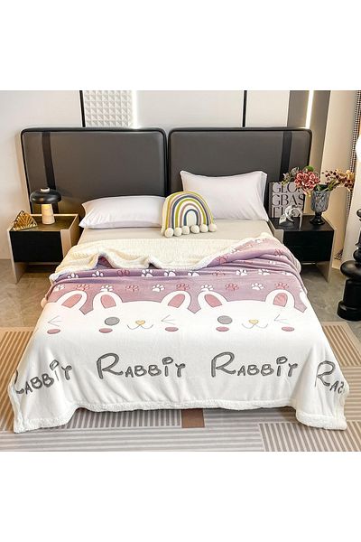 FIONNA.RO Cocolino Blanket With White Fur 200x230cm - Rabbit