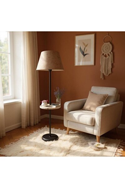 Ömür Avize sephaplı lambader konık sapka siyah ayaklı