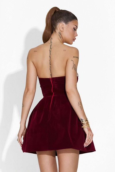 BOGAS Women's Short Burgundy Dress Valina