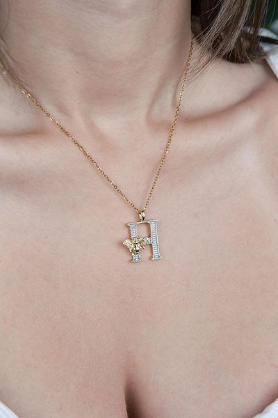 Jack Ferrero Luxury Steel/Not Darkening /Women's Letter Necklace