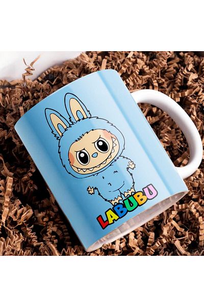 ADORAGE Labubu Cheeky Smile Mug – 330 ml | Cute Cartoon Labubu in Fuzzy Costume with Playful Design