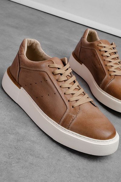 Lal Shoes & Bags Loyalty Men's Genuine Leather Laced White Sole Casual Shoes-K.Vision