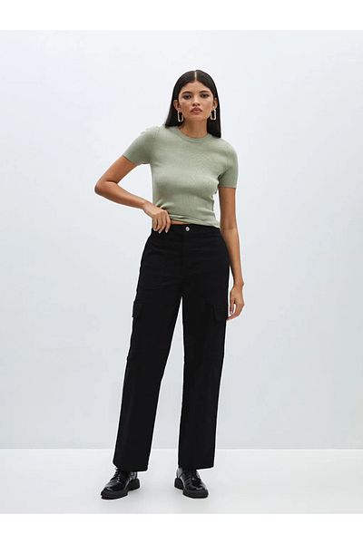 LC Waikiki LCW Vision Black Standard Fit Gabardine Women's Cargo Pants