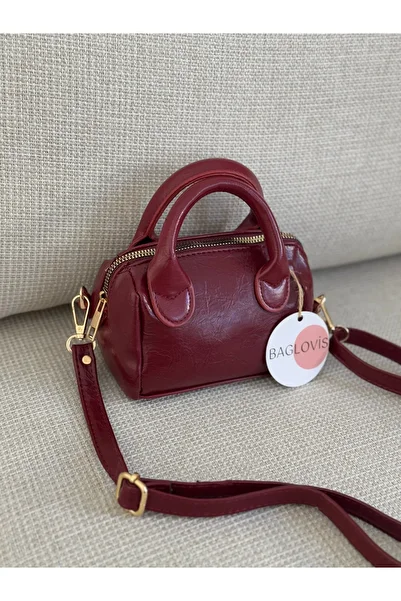 BAGLOVİS Small Lined Long Strap Bordo Hand Bag En17 Boy12