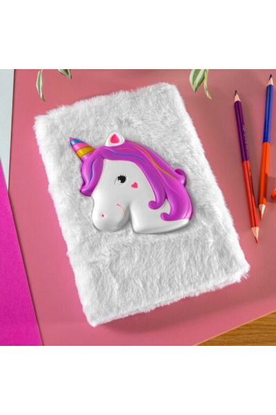 Gadget Master Unicorn Notebook with Soft Fur A5