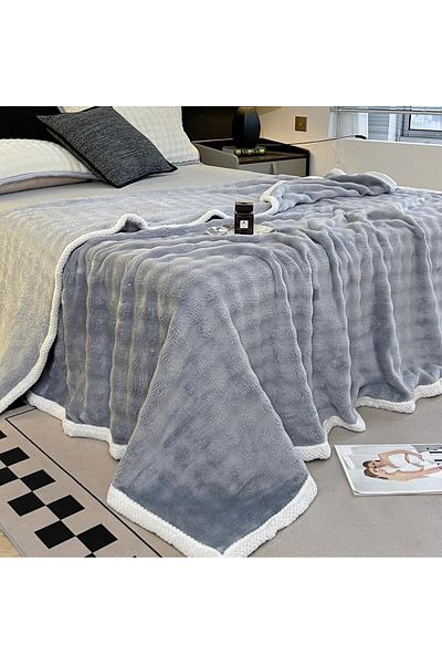 FIONNA.RO Cocolino Blanket With White Border - Blue Grey