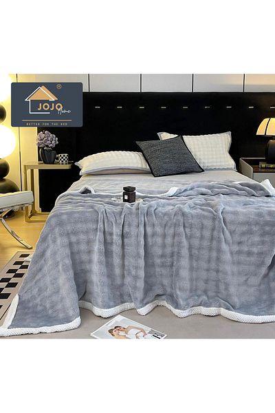 FIONNA.RO Cocolino Blanket With White Border - Blue Grey