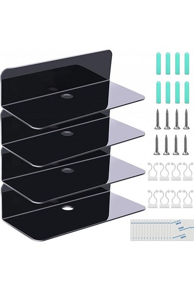 OEM Set of 4 wall shelves, 23 x 9.5 x 6 cm, acrylic, black