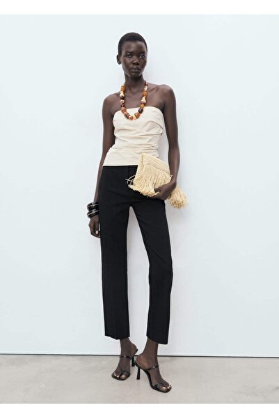 MANGO Woman Düz kesim kısa paçalı pantolon