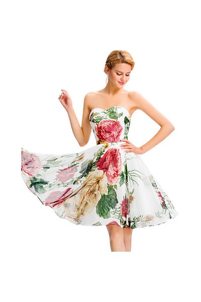 OEM Erica white dress with floral print