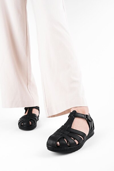 Lal Shoes & Bags Verla Γυναικεία Γνήσιο Δερμάτινο Δικτυωτό Λεπτομερή Velcro Σ...