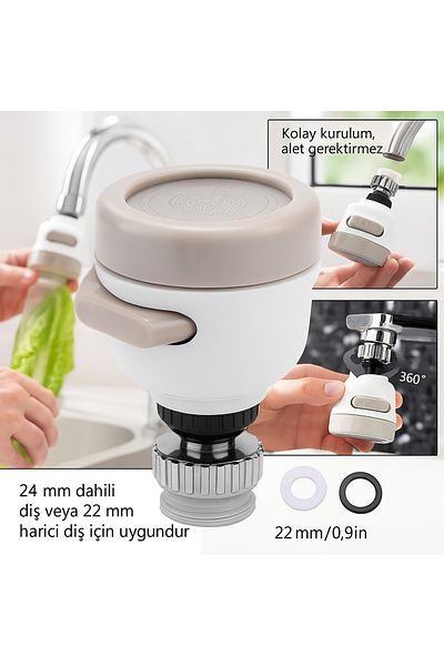 DESIPHON 360 °   Kitchen Faucet Spout with Swivel Head – 3-Function Water Saving Spray Head Apparatus