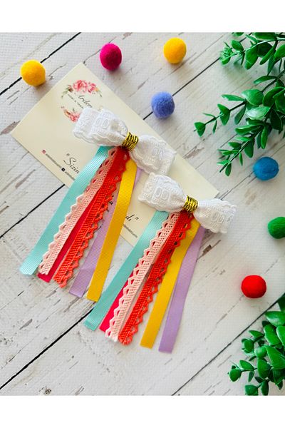 ARDEN HOBİ TASARIM Fisto Bow Rainbow Buckle Set (2 Pieces)
