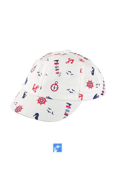 Kardelen Butik Denizli 100% Cotton Printed Baby Boy Hat (0-18 Months) (Size 44-46 cm)