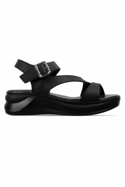 Lal Shoes & Bags Sandale cu talpă înaltă Moss pentru femei cu cataramă cu centură Pantofi-negri