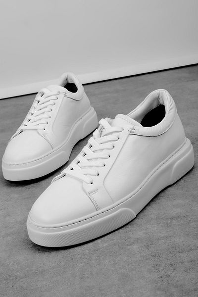 Lal Shoes & Bags Moveme Men's Genuine Leather Lace-Up Casual Shoes-White