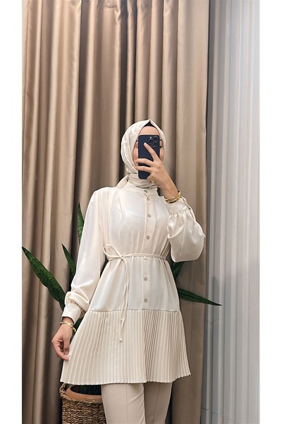 MERVE TESETTÜR Туніка з плісами та ґудзиками спереду