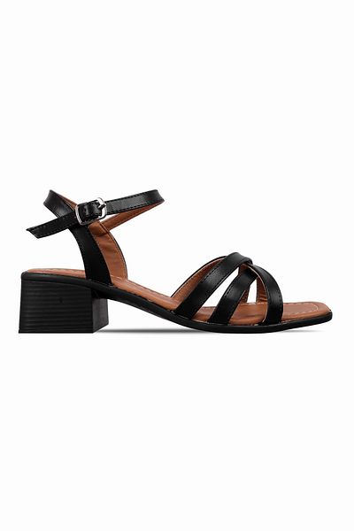 Lal Shoes & Bags Pantofi cu toc pentru femei Peony, 3 piese, cu bandă încrucișată, negri