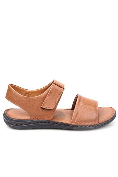 PİSAGOR Pisagor Ps-33550 Orthopedic Men's Massage Sole Genuine Leather Sandals Slippers