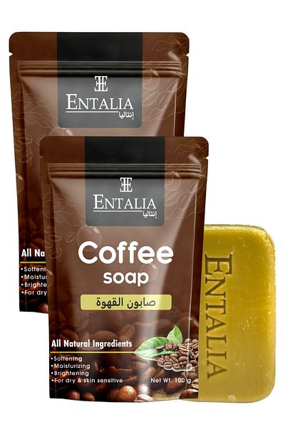 ENTALIA Thai Coffee Soap for Body and Face, Coffee Extract Soap for Soft and Glowing Skin, 100g