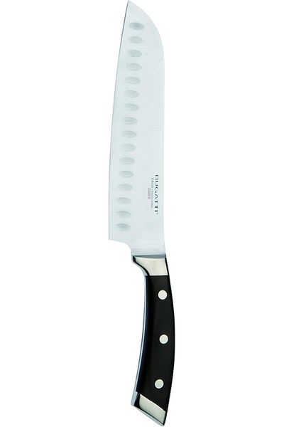 BUGATTI | Ergo Pakka Santoku Knife, Kitchen Knife in Stainless Steel and Wood, for Slicing, Dicing,