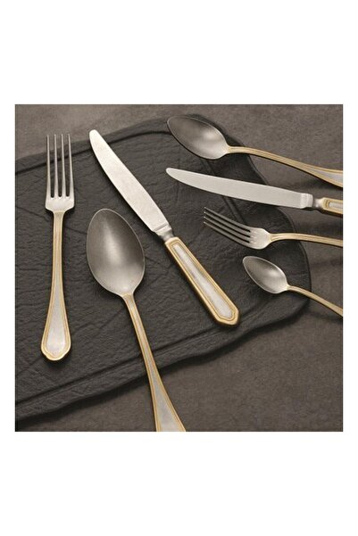 Hisar Floransa Eskitme Gold 30 Parça Çelik 6 Kişilik Çatal Kaşık Bıçak Seti