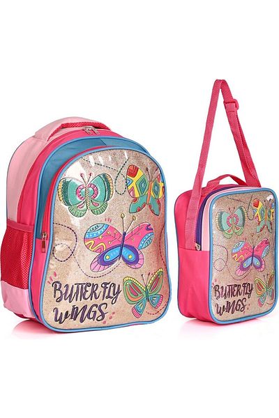 Catwins Pink Primary School Backpack and Lunchbox Set of 2