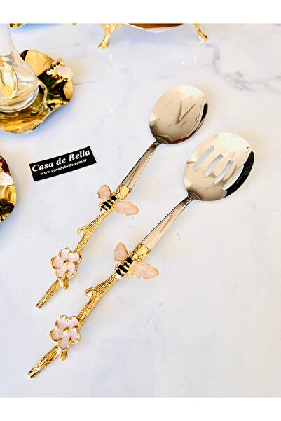 CASA DE BELLA BAL BÖCEĞİ 2 PARÇA LÜKS SALATA SERVİS SETİ