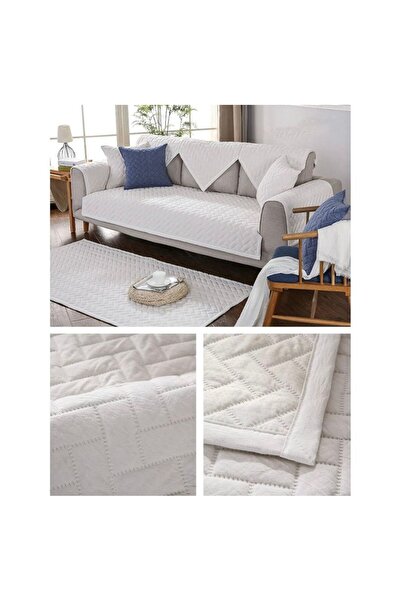 DECORA CASA HOME COLLECTİON 4lü kadife kapitone Desenli koltuk Örtü Seti(1Ad Oturma Yeri için)2Ad Yaslanma+1 Ad kırlent hediye