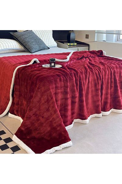 FIONNA.RO Cocolino Blanket With White Border - Raspberry Red
