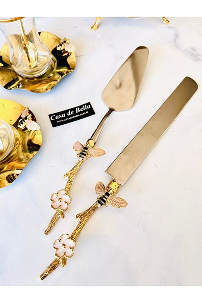 CASA DE BELLA Honeybeetle 2 Piece Luxury Spatula Knife Serving Set