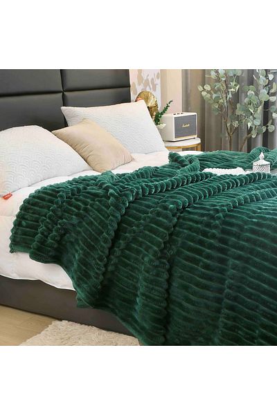 FIONNA.RO Cocolino Striped Blanket Medium Thickness - Dark Green