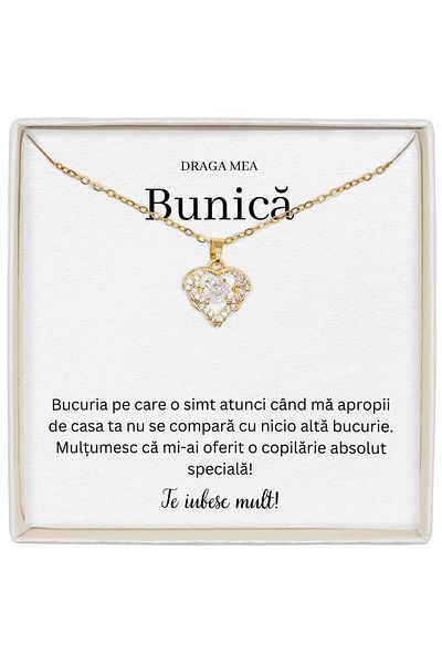 The Jewel Heart Heart Shaped Necklace, Delicate Jewelry For The Dearest Grandma, 39+5 cm