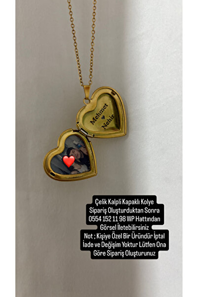 Çelik Kalpli Kapaklı Resimli Kolye - En Özel Hediye