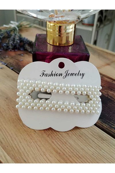 Mufincollection Elegant Rectangular Hair Clip with Pearl Detail – for Special Occasions & Everyday Chic