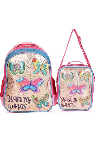 Catwins Pink Primary School Backpack and Lunchbox Set of 2