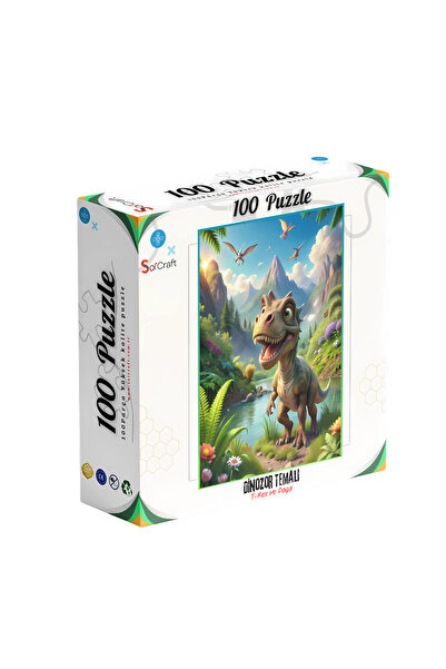 Soi Craft 100 Parça Puzzle Çift Tasarım Tek Kutu Dinozor T-rex