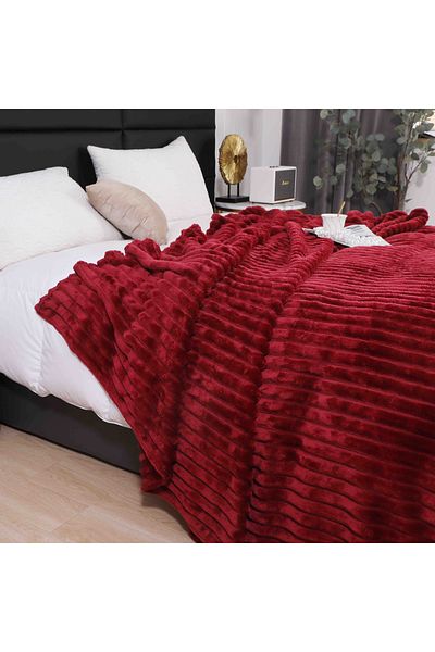 FIONNA.RO Cocolino Striped Blanket Medium Thickness - Bordeaux