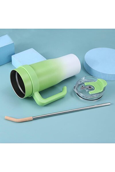 AMSZM Insulated Stainless Steel Tumbler, 1200ml Double-Wall Vacuum,Handle and Flip Straw, Travel Mug