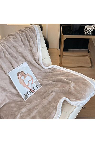 FIONNA.RO Cocolino Blanket With White Border - Cacao Beige With Milk