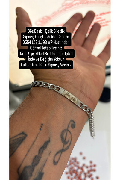 Çelik Göz Baskılı Bileklik - En Güzem Hediye