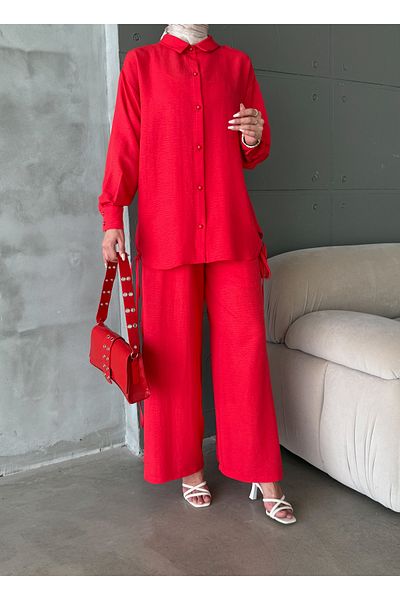 hacer ayaydın Aerobin Fabric Rope Detail Basic Pants Tunic 2-Piece Set