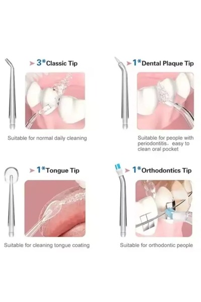 Rovitech Irigator oral pentru dus bucal, portabil, 5 capete curatare, rezervor 220 ml, roz